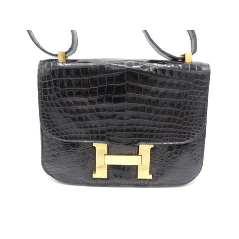 hermes shiny porosus crocodile constance 23 black|More.